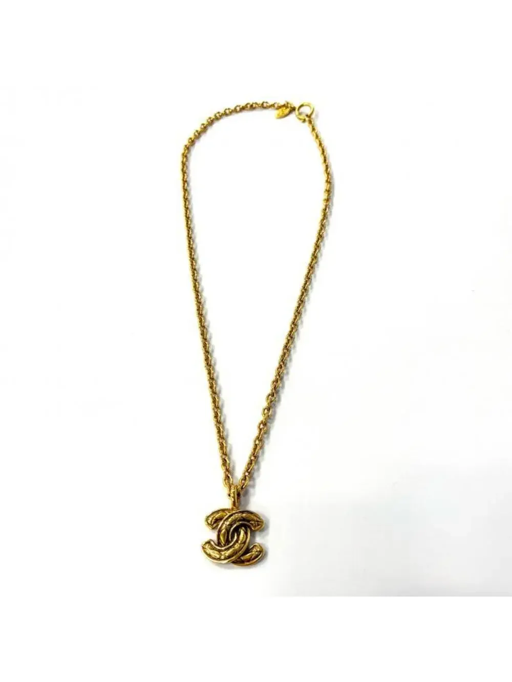 Chanel Cc Logo Pendant Necklace Metal #234136C10B
